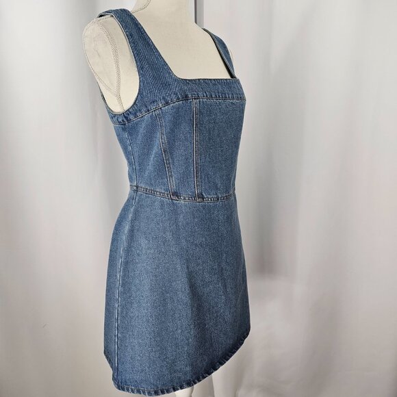 Lulus Women's Medium Wash Corset Stitched Sleeveless Denim Mini Dress Size M NWT - Picture 7 of 15